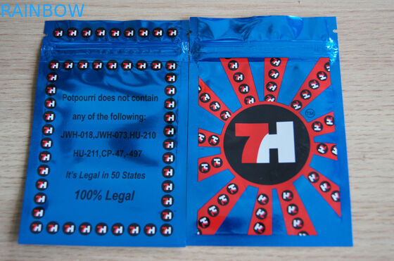 পুনর্ব্যবহৃত Laminated অ্যালুমিনিয়াম ফয়েল প্যাকেজিং হার্বাল - মাইলার Ziplock ব্যাগ ধূপ