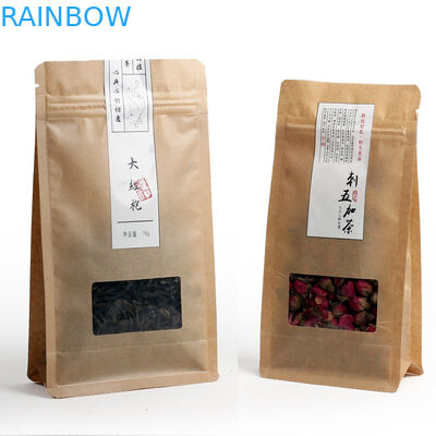 আর্দ্রতা প্রুফ ফ্ল্যাট নীচে স্তরিত চা ব্যাগ প্যাকেজিং জিপার এবং উইন্ডো সঙ্গে