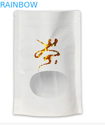 ফ্লাট নীচে সাদা খাঁচা কাগজ জipper ziplock mylar এবং উইন্ডো সঙ্গে ব্যাগ দাঁড়ানো