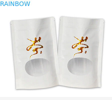 ফ্লাট নীচে সাদা খাঁচা কাগজ জipper ziplock mylar এবং উইন্ডো সঙ্গে ব্যাগ দাঁড়ানো