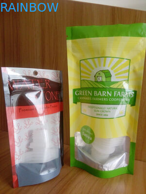 জিপারের সাথে ক্যানাবিস বীজ / ননি ব্যাগ দিয়ে ভরা প্লাস্টিকের কন্টেইনার স্ট্যান্ড করুন