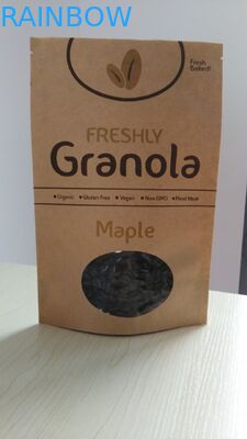 কাস্টমাইজড কাগজ ব্যাগ পুনর্ব্যবহারযোগ্য স্ট্যান্ড আপ ব্রাউন খাঁচা কাগজ ব্যাগ OEM