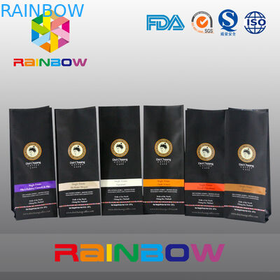 কালো 70g 100g 250g 500g প্লাস্টিকের পাইচ প্যাকেজিং ভালভ সঙ্গে কফি বীন ব্যাগ স্ট্যান্ড
