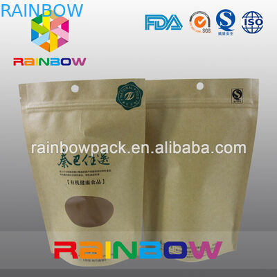 পুনর্ব্যবহারযোগ্য 2oz ক্রাফ্ট কাগজ ডয়প্যাক উইন্ডো দিয়ে কফি ব্যাগ দাঁড়ানো