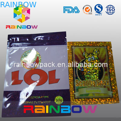 কাস্টমাইজড 4 জি / 10 জি হার্বাল ধূপ প্যাকেজিং / পটপুরি জিপলক ব্যাগ