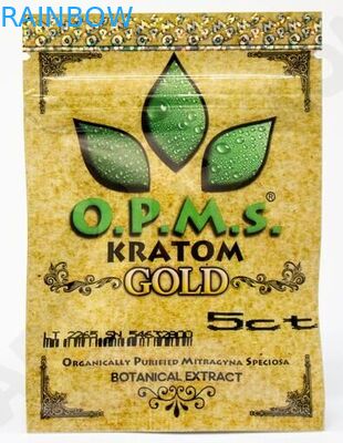 5ct OPMS স্বর্ণ kratom ziplock এক্সট্র্যাক্ট ক্যাপসুল প্যাকেজিং ব্যাগ / তিন পাশের সীল ziplock ব্যাগ