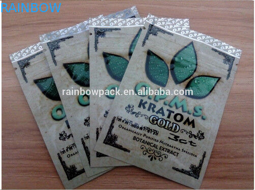 OPMS Kratom বোটানিক্যাল খাঁটি সোনার মুদ্রণ প্লাস্টিকের ziplock ব্যাগ ক্যাননাবিনোডস kratom ক্যাপসুল জন্য