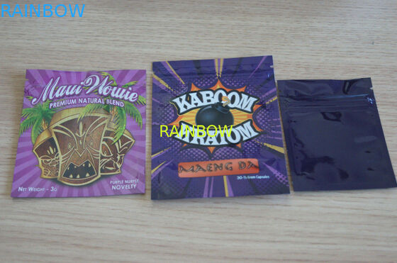 পাউডার জন্য ভেষজ ধূপ ব্যাগ / তিন পাশের সীল জিপার ব্যাগ / কাস্টম ভেষজ ধূপ ব্যাগ 1g / 2g / 3g / 4g / 5g sachet ব্যাগ জন্য