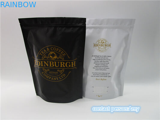 কফি প্লাস্টিকের পাইচ প্যাকেজিং, অ্যালুমিনিয়াম ফয়েল কফি ব্যাগ degassing ভালভ দাঁড়ানো