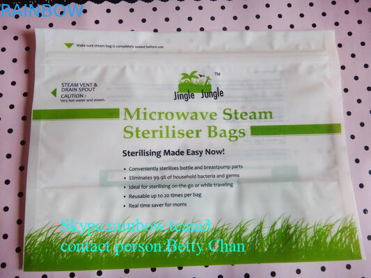 কাস্টম মুদ্রণ পাইকারি ziplock মাইক্রোওয়েভ steriliser ব্যাগ পর্যন্ত দাঁড়ানো