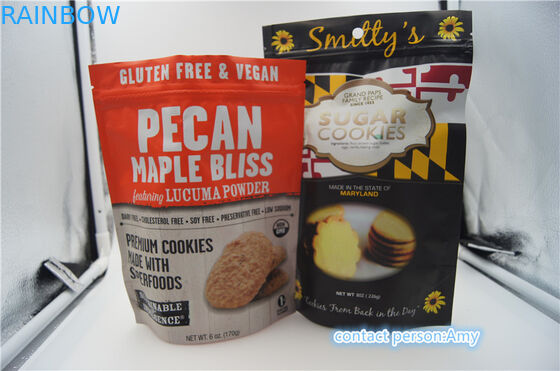 প্লাস্টিকের স্ন্যাক খাদ্য প্যাকেজিং ব্যাগ / সকলেট কুকি, 10oz পনির পেষণ সঙ্গে জিপার