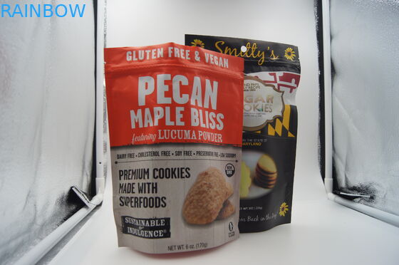 বিস্কুট জন্য Doypack জিপার স্ন্যাক ব্যাগ প্যাকেজিং, কাস্টম মুদ্রিত স্ট্যান্ড আপ Pouches