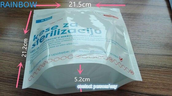 মাইক্রোওয়েভ বাষ্প স্টিরিলাইজার রিটার্ট ব্যাগ / এফডিএ অনুমোদিত জিপার প্লাস্টিক মাইক্রোওয়েভ স্টেরিলাইজার থলি স্ট্যান্ড