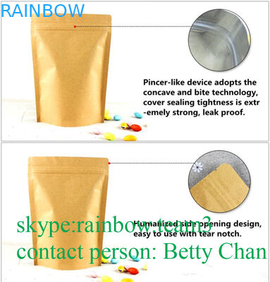 প্রচারের ব্রাউন ক্রাফ্ট কাগজ ব্যাগ / ডয়প্যাক তাপ সীলমোহর চা ব্যাগ সঙ্গে ব্যাগ