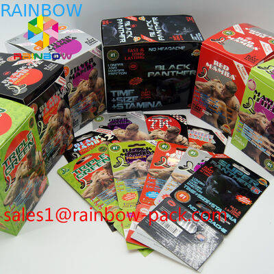 গরম বিক্রয় 3 ডি মুদ্রণ কার্ড কালো mamba 3 ডি যৌন প্রভাব পিল প্যাকেজিং কার্ড 3 ডি কার্ড / 3 ডি মুদ্রণ কার্ড গালিচা ফোস্কা কাগজ ca