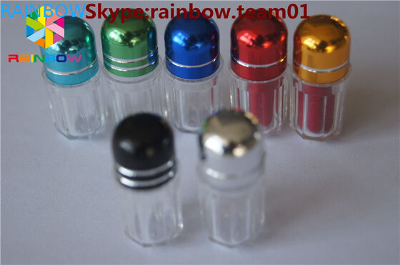 রিং ক্যাপ সহ যৌন পিল বোতল/ ক্যাপসুল আকৃতির পাত্রে সঞ্চয় ক্যাপসুল নীল ক্যাপ সহ পরিষ্কার ষড়ভুজ প্লাস্টিকের পাত্রে