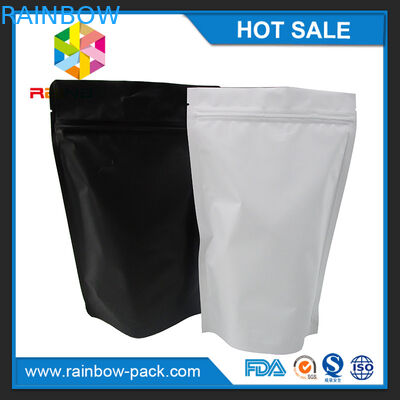 ম্যাট কালো হোয়াইট অ্যালুমিনিয়াম ফয়েল খাদ্য জন্য ziplock ব্যাগ আপ স্ট্যান্ড প্যাকেজিং তাজা রাখুন