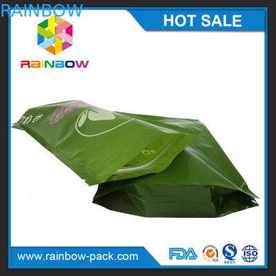 সবুজ চা ব্যাগ প্যাকেজিং প্রিন্টেড মায়লার স্ট্যান্ড ক্লিপ উইন্ডো দিয়ে জিপলক ব্যাগ