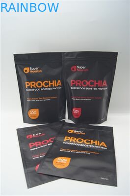 ম্যাট মুদ্রিত অ্যালুমিনিয়াম ছিদ্র প্রোটিন গুঁড়া ব্যাগ / অ্যালুমিনিয়াম ফয়েল দাঁড়ানো আপ জipper pouches