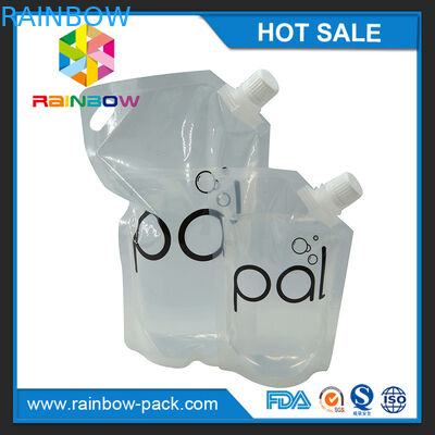 4 বিজি / 8oz / 16oz স্বচ্ছ স্ট্যান্ড বিউপি বিহীন স্পাউট সঙ্গে ওয়াইন থলি