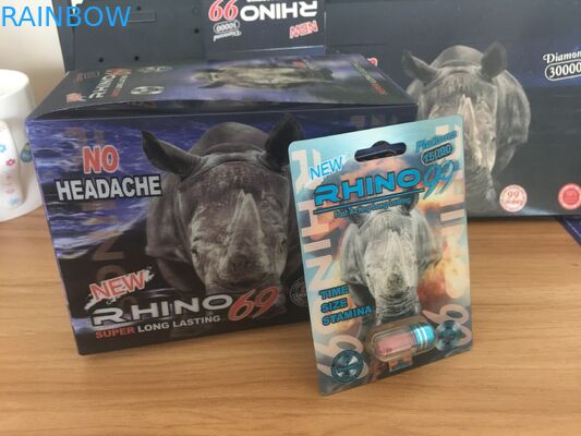 হট বিক্রয় Rhino পুরুষ বর্ধনশীল পিল প্যাকেজিং কার্ড এবং 3D প্রভাব সঙ্গে প্রদর্শন বক্স