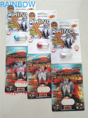 নতুন 3 ডি মুদ্রিত পুরুষ বর্ধনশীল পিল প্লাস্টিক ভাঁজ কার্ড Rhino 25 / ক্রেজি Rhino 50k ফোস্কা প্যাকেজিং