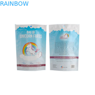 ল্যামিনেট প্লাস্টিক অ্যালুমিনিয়াম ফয়েল পচ প্যাকেজিং Ziplock হোয়াইট নীল চর্মসার