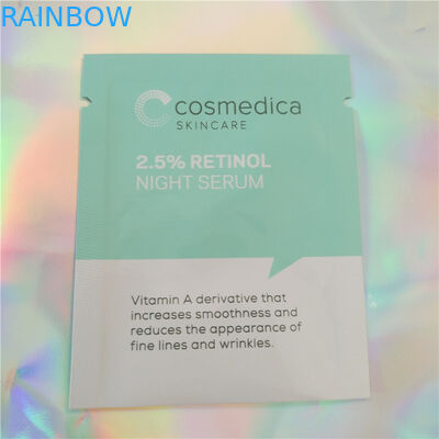 প্লাস্টিক অ্যালুমিনিয়াম ফয়েল পচ প্যাকেজিং নমুনা Sachet প্রসাধনী, তিন পাশ সিলিং অঙ্গরাগ নমুনা Sachet