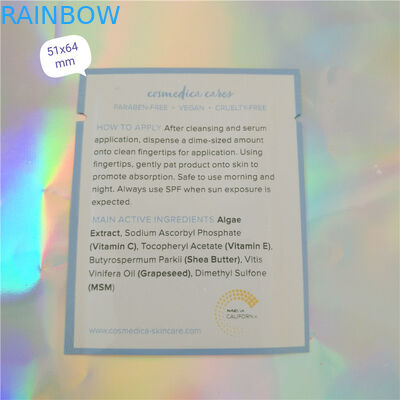 প্লাস্টিক অ্যালুমিনিয়াম ফয়েল পচ প্যাকেজিং নমুনা Sachet প্রসাধনী, তিন পাশ সিলিং অঙ্গরাগ নমুনা Sachet