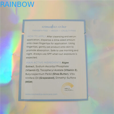 প্লাস্টিক অ্যালুমিনিয়াম ফয়েল পচ প্যাকেজিং নমুনা Sachet প্রসাধনী, তিন পাশ সিলিং অঙ্গরাগ নমুনা Sachet