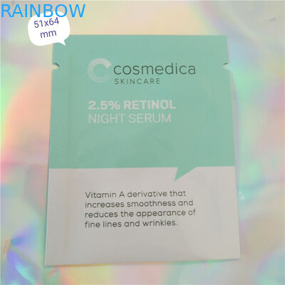 প্লাস্টিক অ্যালুমিনিয়াম ফয়েল পচ প্যাকেজিং নমুনা Sachet প্রসাধনী, তিন পাশ সিলিং অঙ্গরাগ নমুনা Sachet