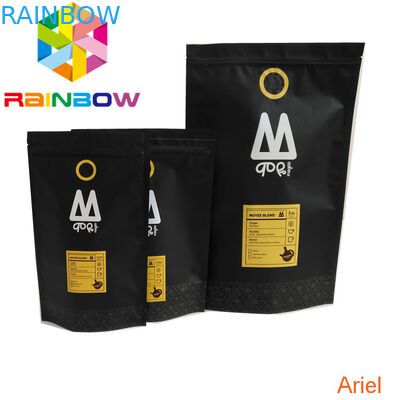 প্লাস্টিকের জipper ম্যাট কালো স্ন্যাক ব্যাগ প্যাকেজিং গবেষণাযোগ্য কফি ziplock থলি দাঁড়ানো