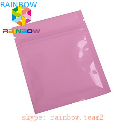 পিঙ্ক মেটাল ফয়েল Mylar জিপ লক তিনপাশে সিল ফ্ল্যাট খাদ্য Pouches চিয়া বীজ প্যাকেজিং