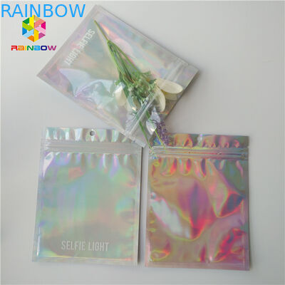 উজ্জ্বলভাবে লেসার অঙ্গরাগ প্যাকেজিং ব্যাগ পরিষ্কার সামনে / ফিরে Holographic সঙ্গে