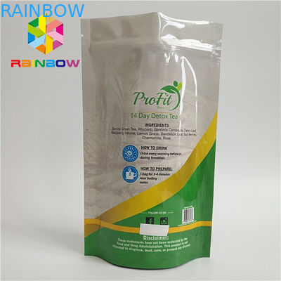 খাদ্য গ্রেড দাঁড়ানো জিপার থলি প্লাস্টিকের তাপ চা / কফি জন্য সিল