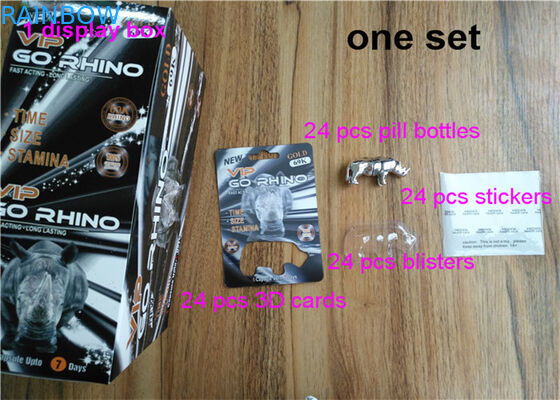 3D প্রভাব ক্রেজি Rhino 69 Rhino 7 ক্যাপসুল যৌন বড়ি কার্ড পুরুষ বর্ধনশীল পিল প্যাকেজিং বক্স এবং ফোস্কা 3 ডি কার্ড / বক্স