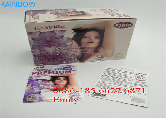 প্রলিপ্ত কাগজ ব্লিস্টার কার্ড প্যাকেজিং যৌন বর্ধনশীল পিল জন্য চকচকে ল্যামিনেশন