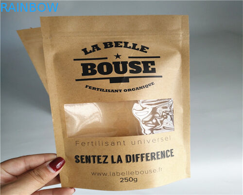 ফ্রন্ট সাইড পাউডার / ক্যান্ডি / কফি জন্য কাস্টমাইজড কাগজ ব্যাগ সাফ করুন