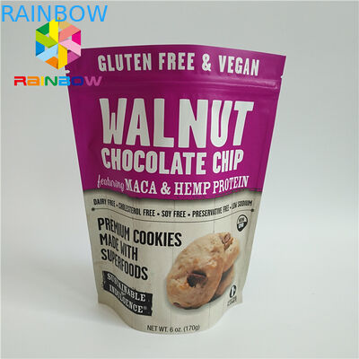 সম্পূর্ণ রঙিন মুদ্রণ প্লাস্টিকের পাইচ শুকনো খাবারের জন্য কাস্টমাইজড রঙ প্যাকেজিং