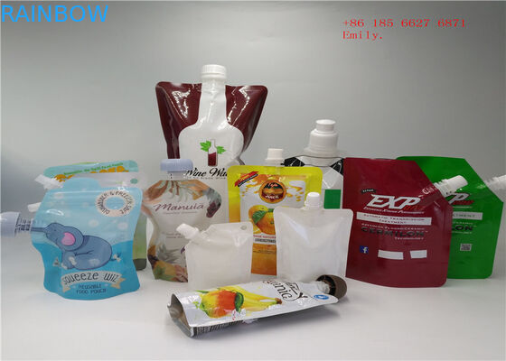 ফলের রস জন্য পুনঃব্যবহারযোগ্য স্পাউথ পাউচ প্যাকেজিং প্লাস্টিকের সুইচ খাদ্য গ্রেড