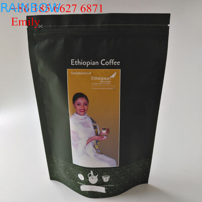 জিপার ফয়েল পচ প্যাকেজিং 250g 500g Degassing এক - ওয়ে ভালভ সঙ্গে