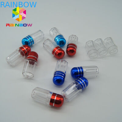 প্লাস্টিকের খালি ওষুধের বোতল সেক্স পিল ক্যাপসুল কন্টেইনার 001/01 আকার ধাতব ক্যাপ সহ