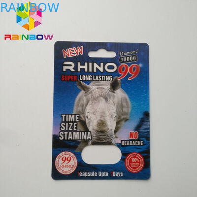 Rhino 69/7 ক্যাপসুল যৌন বড়ি ব্লিস্টার কার্ড প্যাকেজিং ম্যাট / চকচকে সারফেস শেষ