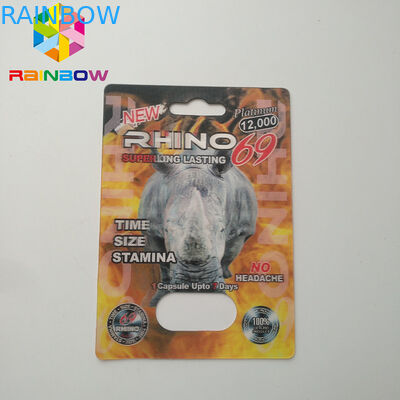 কোন মাথাব্যাথা ব্লিস্টার প্যাক প্যাকেজিং যৌন পিল ক্যাপসুল Rhino 69 প্যাকেজ কার্ড বক্স