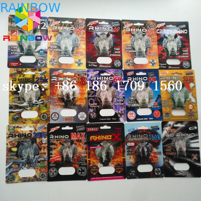 কোন মাথাব্যাথা ব্লিস্টার প্যাক প্যাকেজিং যৌন পিল ক্যাপসুল Rhino 69 প্যাকেজ কার্ড বক্স