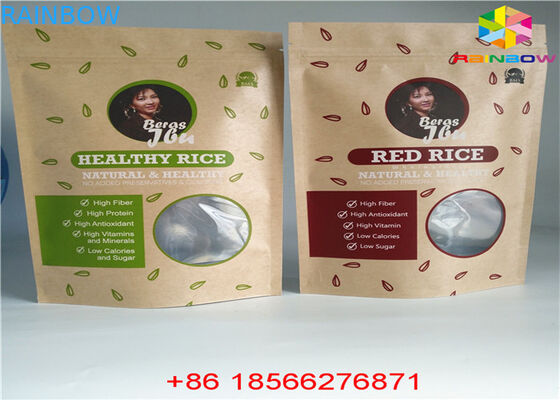 পুনঃব্যবহারযোগ্য কাস্টমাইজড কাগজ ব্যাগ খাদ্য পাউন্ড উইন্ডো সঙ্গে Ziplock গন্ধ প্রুফ স্ট্যান্ড