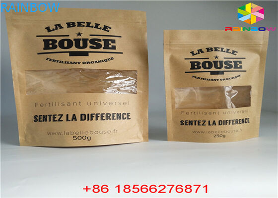 পুনঃব্যবহারযোগ্য কাস্টমাইজড কাগজ ব্যাগ খাদ্য পাউন্ড উইন্ডো সঙ্গে Ziplock গন্ধ প্রুফ স্ট্যান্ড