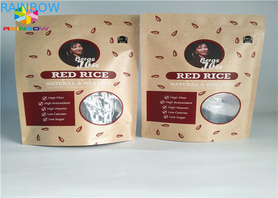 Ziplock কাস্টম মুদ্রিত কাগজ ব্যাগ খাদ্য স্ট্যান্ড পাউন্ড বাদামী খিলান কাগজ উইন্ডো সঙ্গে