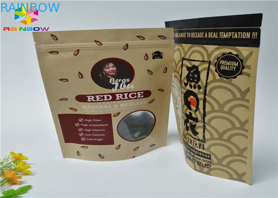 Ziplock কাস্টম মুদ্রিত কাগজ ব্যাগ খাদ্য স্ট্যান্ড পাউন্ড বাদামী খিলান কাগজ উইন্ডো সঙ্গে