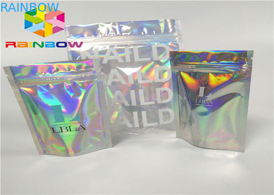 প্রিন্টিং জিমার প্লাস্টিক ম্ললার ফয়েল ziplock প্যাকেজিং হোলোগ্রাম লজার holographic স্ট্যান্ড আপ উপহার / বোতল জন্য জিপ থলি ব্যাগ